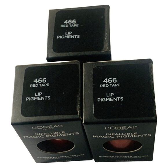 L'oreal Infallible Magic Lip Pigments RED TAPE 450 Powder To Cream 3 Box’s - Picture 3 of 5